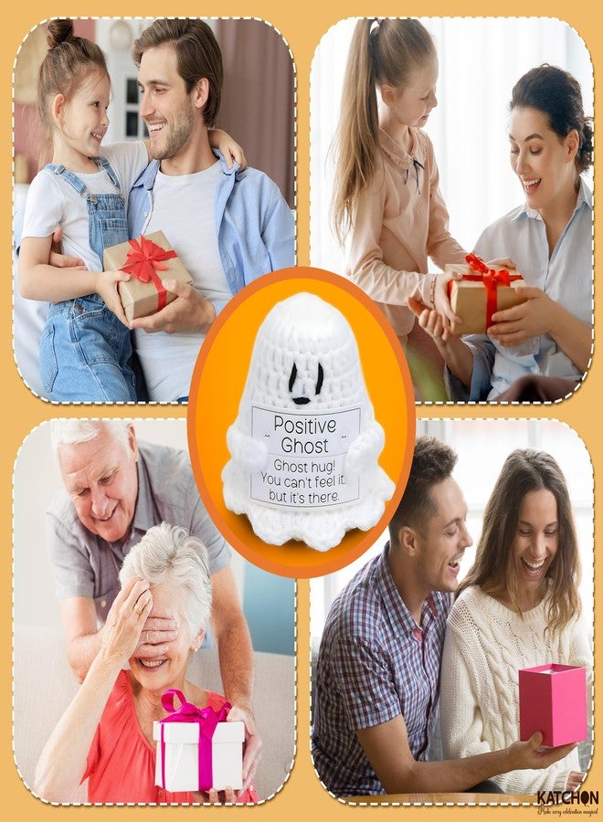 KatchOn Positive Crochet Ghost - 3 Inch Cute Halloween Decor | Handmade Plush Emotional Support Ghost, Positive Hug Crochet, Halloween Decorations | Halloween Plush with Encouraging Quote - Image 4