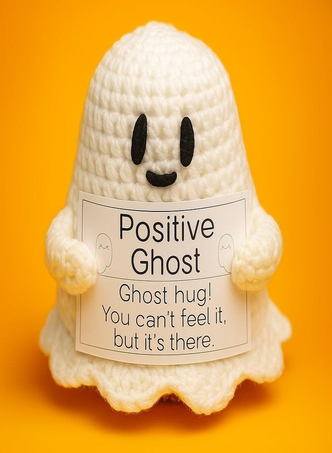 KatchOn Positive Crochet Ghost - 3 Inch Cute Halloween Decor | Handmade Plush Emotional Support Ghost, Positive Hug Crochet, Halloween Decorations | Halloween Plush with Encouraging Quote - Image 2