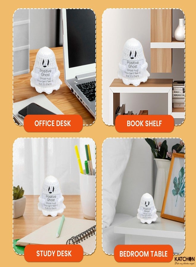 KatchOn Positive Crochet Ghost - 3 Inch Cute Halloween Decor | Handmade Plush Emotional Support Ghost, Positive Hug Crochet, Halloween Decorations | Halloween Plush with Encouraging Quote - Image 5