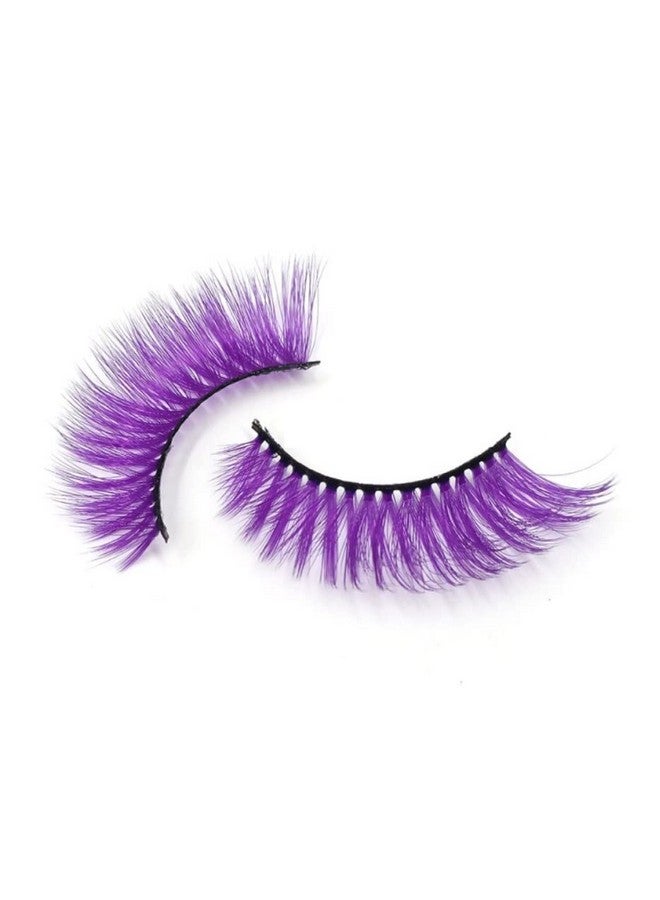 Synthetick Mink Lashes Reusable Strip False Eyelashes Handmade Cateye Fun Color Lashespurple