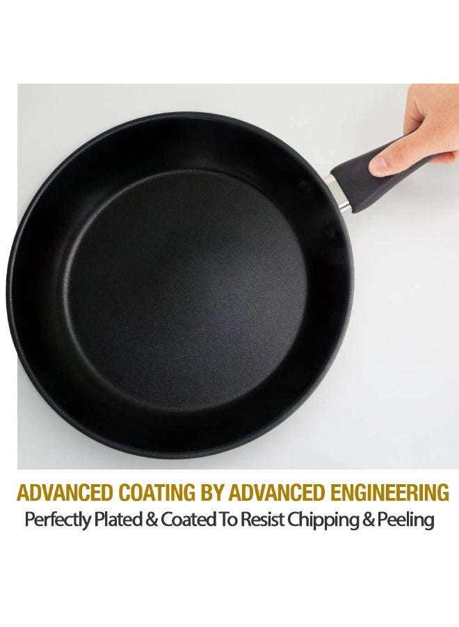 HOMICHEF 11 Inch Nonstick Frying Pan - Stainless Steel Omelet Pan with Vented Glass Lid - Induction Compatible - Image 4