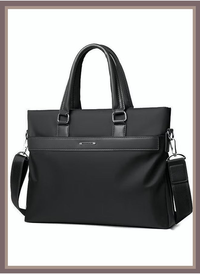 Canway - Casual Oxford Business Briefcase Classic Large Messenger Bag Soft Waterproof Wear-resistant Top Handle Handbag for Men Travel Office Work Black - Image 1