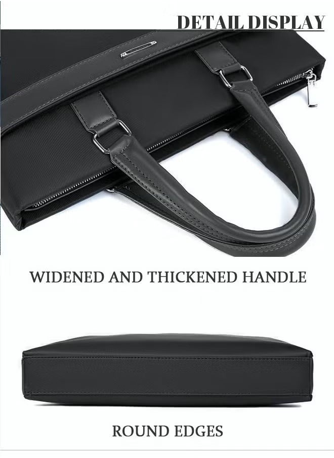 Canway - Casual Oxford Business Briefcase Classic Large Messenger Bag Soft Waterproof Wear-resistant Top Handle Handbag for Men Travel Office Work Black - Image 1
