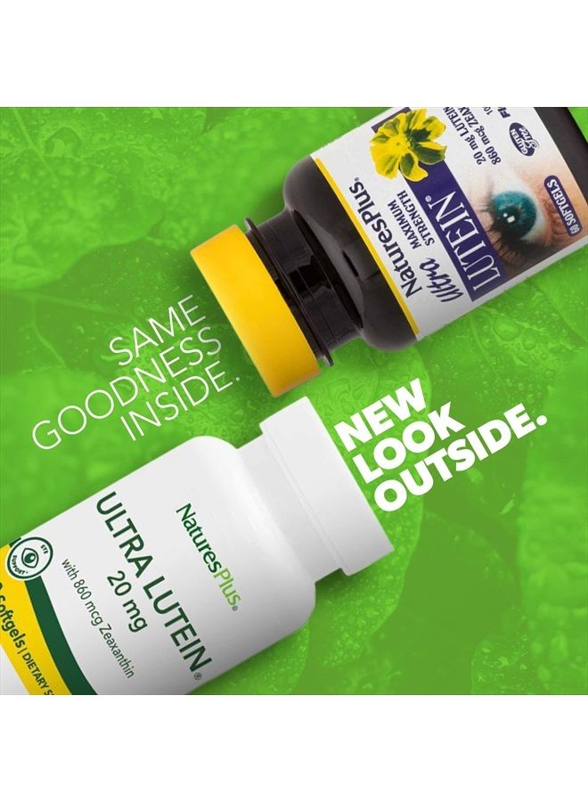Nature's Plus ناتشرز بلس ألترا لوتين - 20 ملغ، 60 كبسولة لينة - أقصى قوة لمضاد الأكسدة فيتامين العين ومكمل الرؤية، يعزز صحة العين - مع زياكسانثين - خالي من الجلوتين - 60 حصة - Image 2