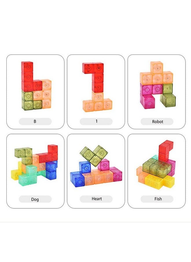 Kiditos - Kiditos Creative Magnetic Cube Building Blocks Children's DIY Puzzle Toys Set of 7 Multi Shapes, Intelligence Developing and Stress Relief Fidget Toys - Image 1