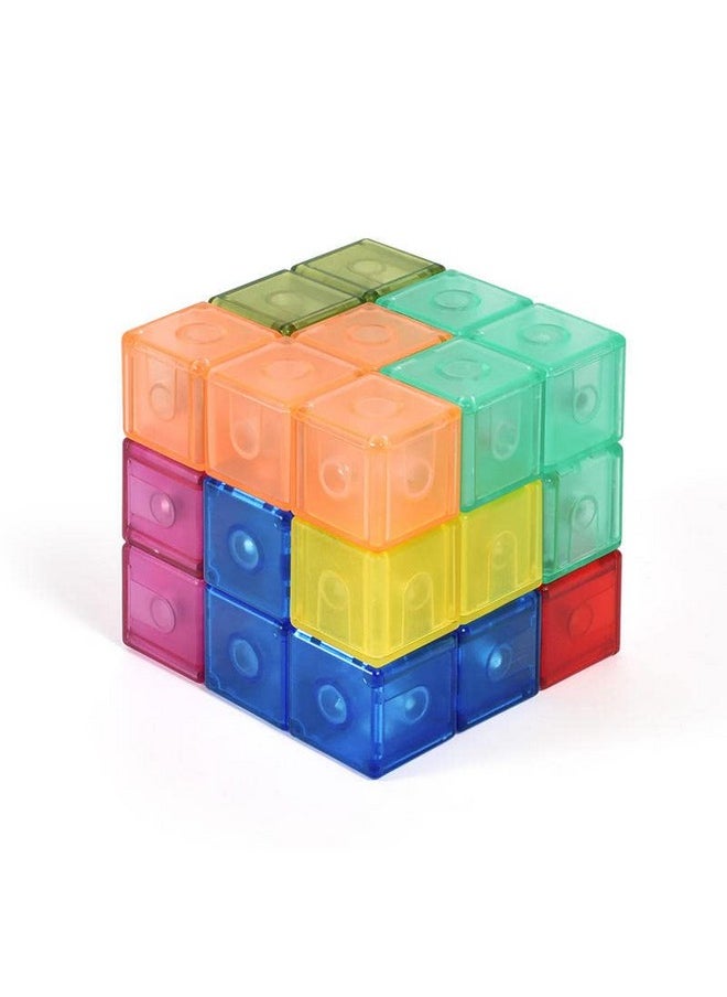 Kiditos - Kiditos Creative Magnetic Cube Building Blocks Children's DIY Puzzle Toys Set of 7 Multi Shapes, Intelligence Developing and Stress Relief Fidget Toys - Image 1