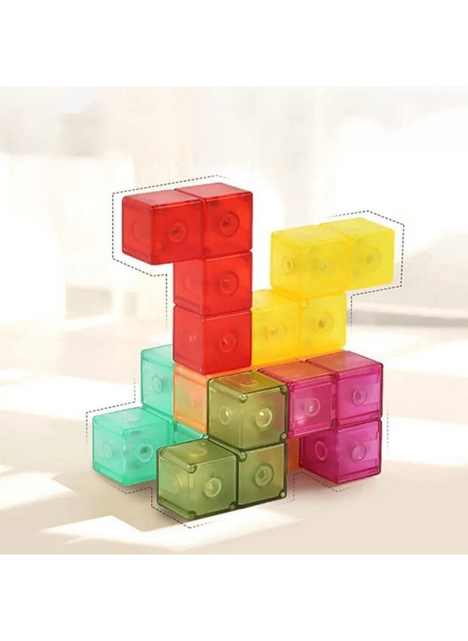 Kiditos - Kiditos Creative Magnetic Cube Building Blocks Children's DIY Puzzle Toys Set of 7 Multi Shapes, Intelligence Developing and Stress Relief Fidget Toys - Image 1