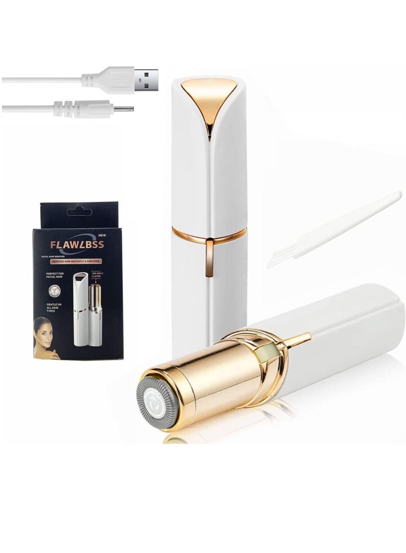 ELTRAZONE Electric Facial Hair Remover, Women’s Portable Facial Hair Trimmer, Best Painless Flawless Hair Remover for Women Bikini Area, Peach Fuzz, Upper Lip, Arm (White) - Image 1