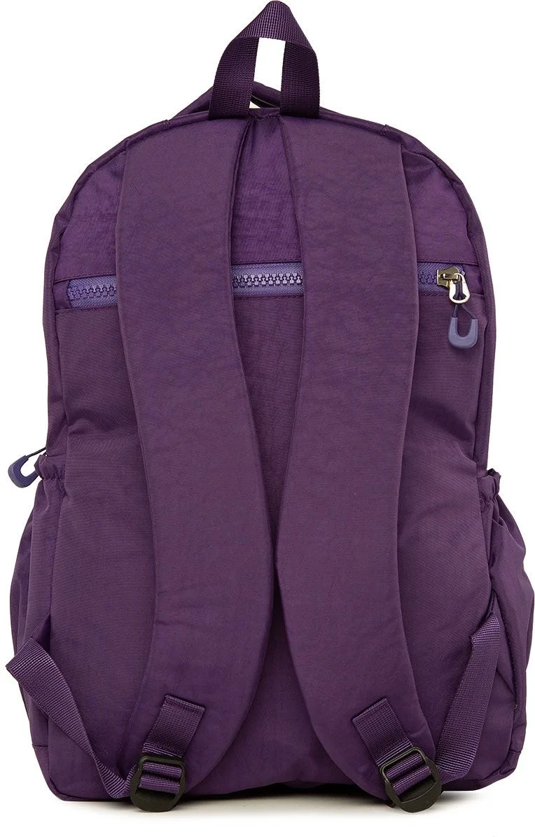 Bagmori Purple Multi-Pocket Multi-Zipper Large Backpack
