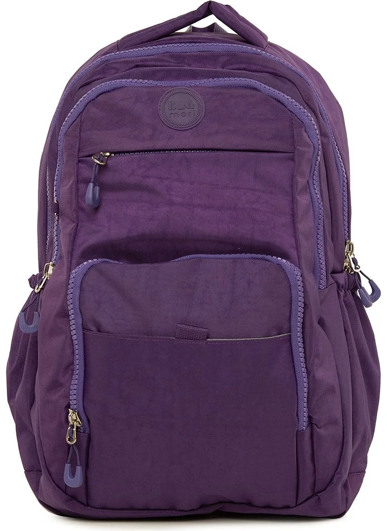 باجموري Purple Multi-Pocket Multi-Zipper Large Backpack