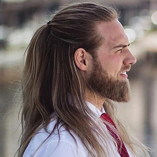 Voloria 12" Long Hair Men's Toupee Hair Replacement Systems Swiss Lace Front Natural Hairline Hairpieces Thin Skin PU V-looped 10"x8" Straight Hair(#4 Medium Brown Color) - Image 1