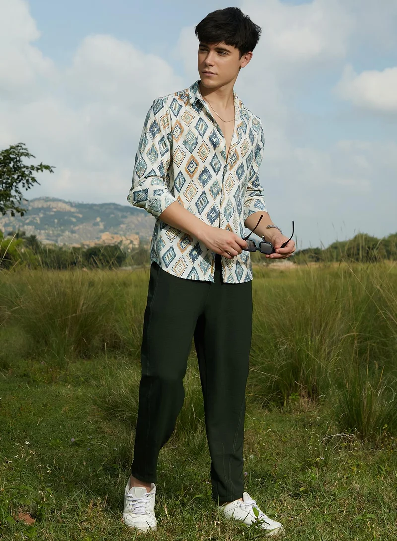 Campus Sutra Men's Multicolour Nomadic Lozenge Shirt