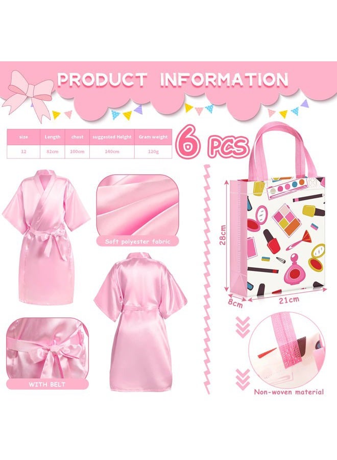 Bonuci 6 Set Spa Party Supplies for Girls, Include 6 Robes 6 Headbands 6 Masks 6 Folding Mini Hairbrush 6 Tote Bags and 12 Scrunchies for Pink Sleepover Party Wedding Birthday(Size 12) - Image 2