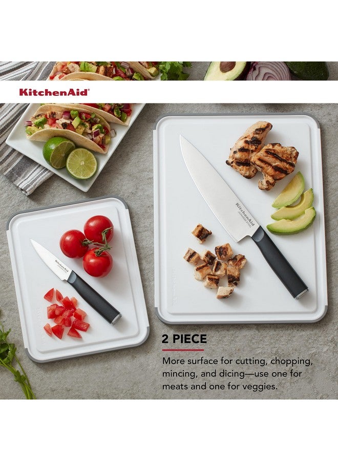 KitchenAid Classic Nonslip 2 Piece Plastic Cutting Board, Set of 2, White - Image 2