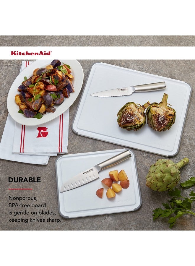 KitchenAid Classic Nonslip 2 Piece Plastic Cutting Board, Set of 2, White - Image 4
