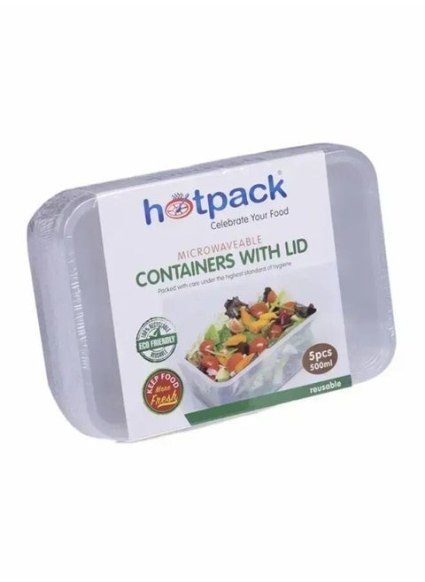 Rectangular Microwavable Container, 5 Pcs