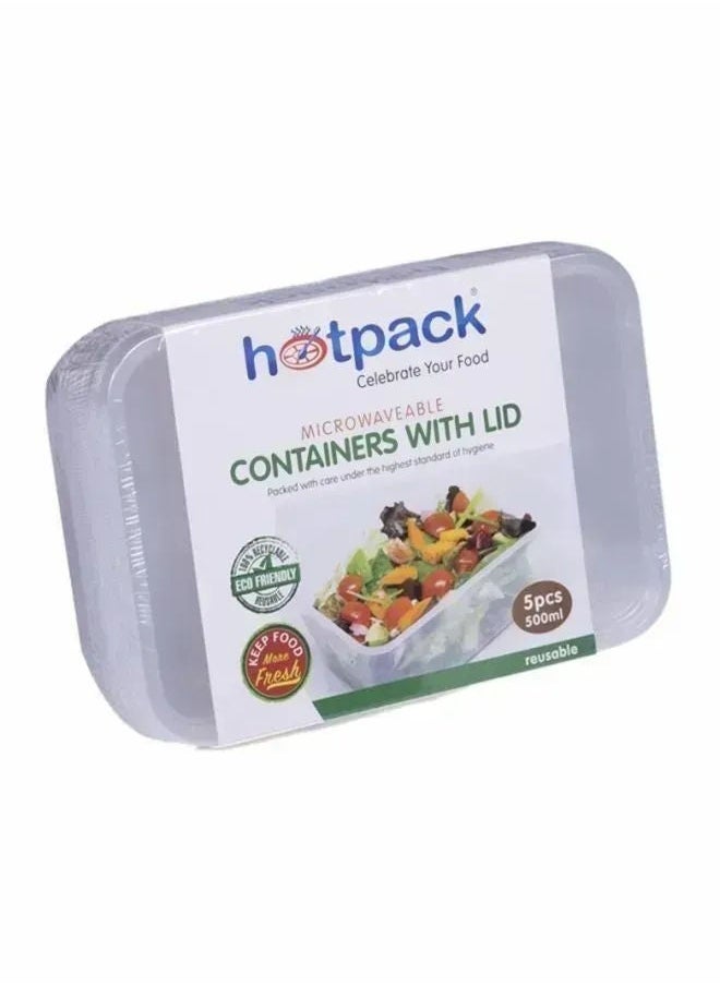 Rectangular Microwavable Container, 5 Pcs