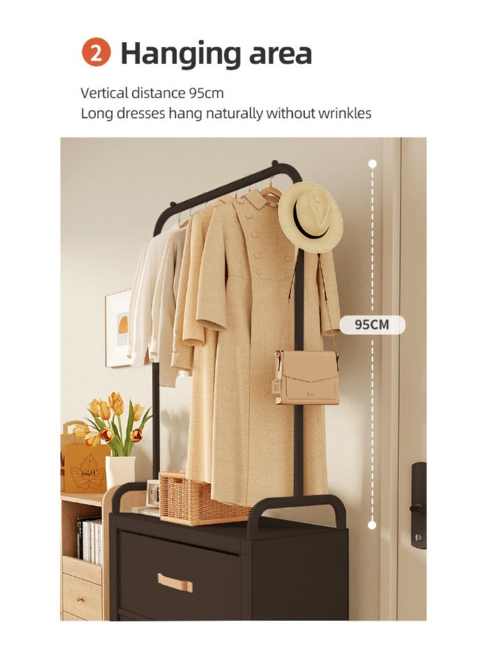 XiuWoo - Multifunctional Modern Simple Style Clothes Storage Hanging Wardrobe Coat Rack Shoes Rack with 3 Drawer Organizer Bags For Home Bedroom - Image 1