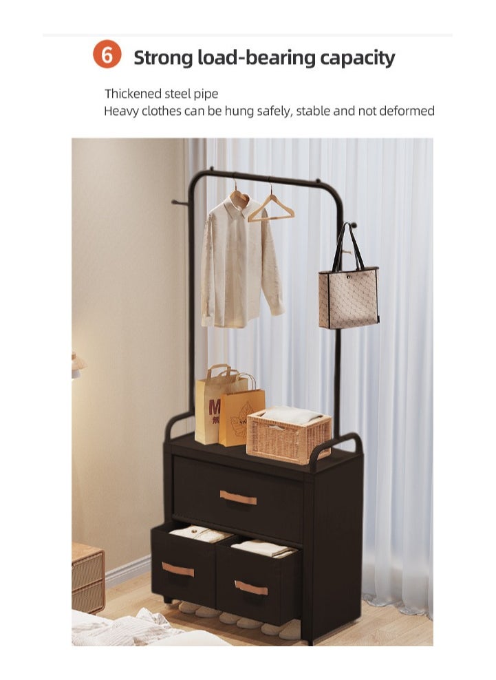 XiuWoo - Multifunctional Modern Simple Style Clothes Storage Hanging Wardrobe Coat Rack Shoes Rack with 3 Drawer Organizer Bags For Home Bedroom - Image 1