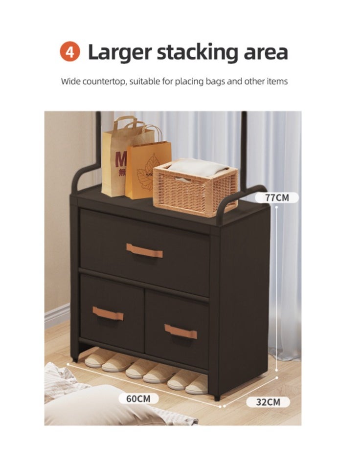 XiuWoo - Multifunctional Modern Simple Style Clothes Storage Hanging Wardrobe Coat Rack Shoes Rack with 3 Drawer Organizer Bags For Home Bedroom - Image 1