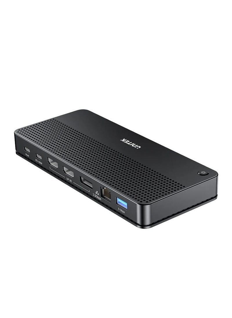 UNITEK - "UNITEK USB-C 8K Docking Station: Ultimate 11-in-1 Hub with 100W Power Delivery, Triple Display Support, 8K Ultra HD Output, USB 3.2, SD/TF Card Readers, Gigabit Ethernet, and Audio Connectivity" - Image 1