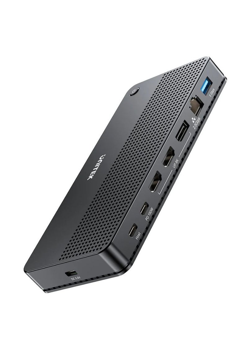 UNITEK - "UNITEK USB-C 8K Docking Station: Ultimate 11-in-1 Hub with 100W Power Delivery, Triple Display Support, 8K Ultra HD Output, USB 3.2, SD/TF Card Readers, Gigabit Ethernet, and Audio Connectivity" - Image 1