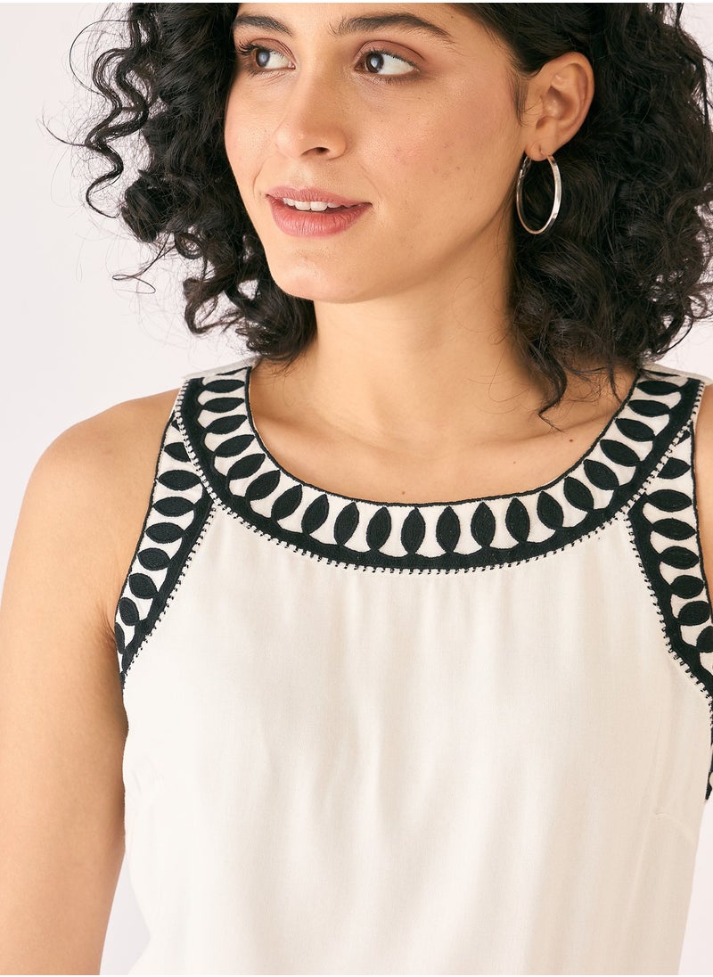 Salt Attire Women's Boat Neckline Top with Attached Lining, Back Neck Closure, and Intricate Embroidered Details, Perfect for Casual and Semi-Formal Occasions  - Image 4