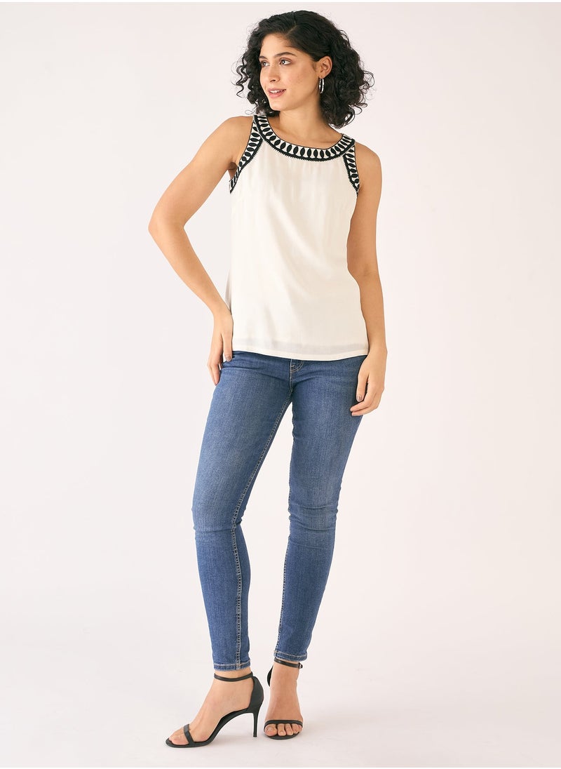 Salt Attire Women's Boat Neckline Top with Attached Lining, Back Neck Closure, and Intricate Embroidered Details, Perfect for Casual and Semi-Formal Occasions  - Image 5