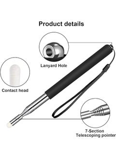 joyzzz Pointer Stick 2 Pack Telescopic Pointer Stick 1M With Hand Lanyard Presentation Pointers For Coach Classroom Whiteboard Post Pointer Black Red  - Image 2
