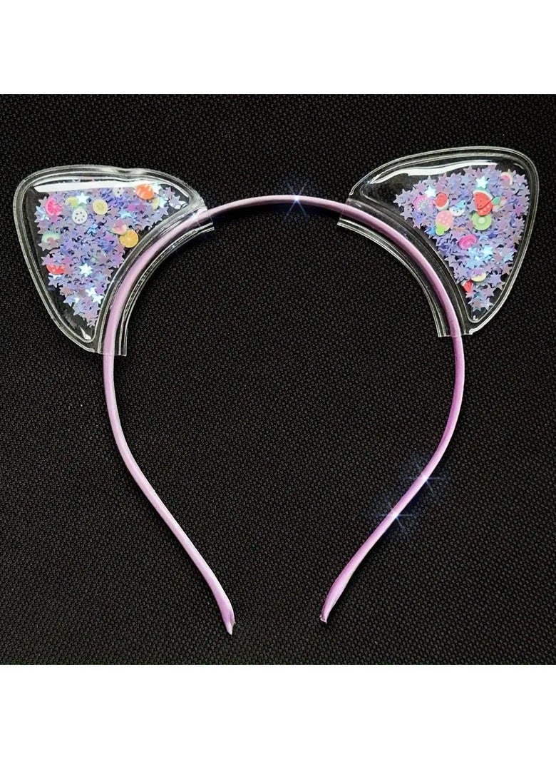 Kormesic طقم أشرطة رأس على شكل آذان قط مع لمعة ملونة - 5 قطع (مناسب لجميع أنواع الشعر) - Image 5