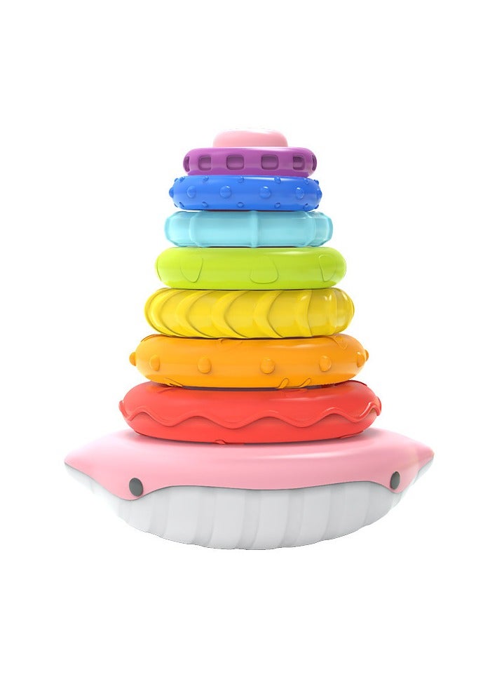 Whale Stacking Toy, Includes 7 Unique Rings, Montessori Development, Baby Toy, Gift for 1 Year Old Boys & Girls, Ages 0-6+, 9, 10, 12, 18+ Months (Pink))  - Image 1