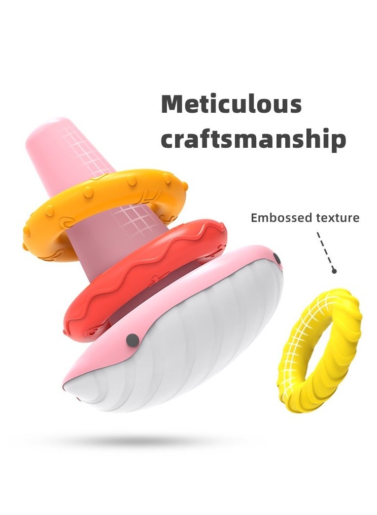 Whale Stacking Toy, Includes 7 Unique Rings, Montessori Development, Baby Toy, Gift for 1 Year Old Boys & Girls, Ages 0-6+, 9, 10, 12, 18+ Months (Pink))  - Image 5