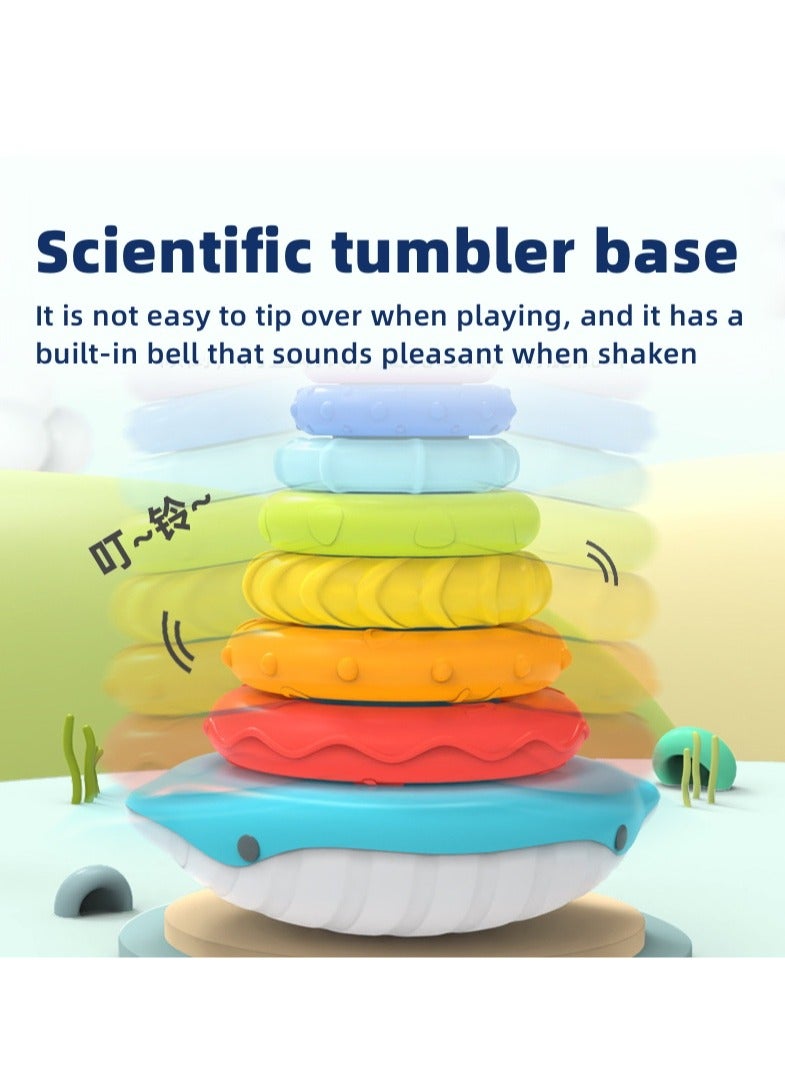 Whale Stacking Toy, Includes 7 Unique Rings, Montessori Development, Baby Toy, Gift for 1 Year Old Boys & Girls, Ages 0-6+, 9, 10, 12, 18+ Months (Pink))  - Image 4