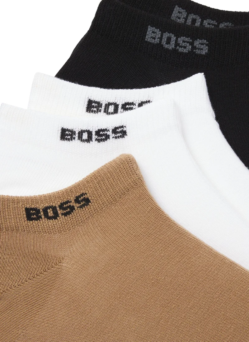 BOSS Five-pack of cotton-blend ankle socks with branding