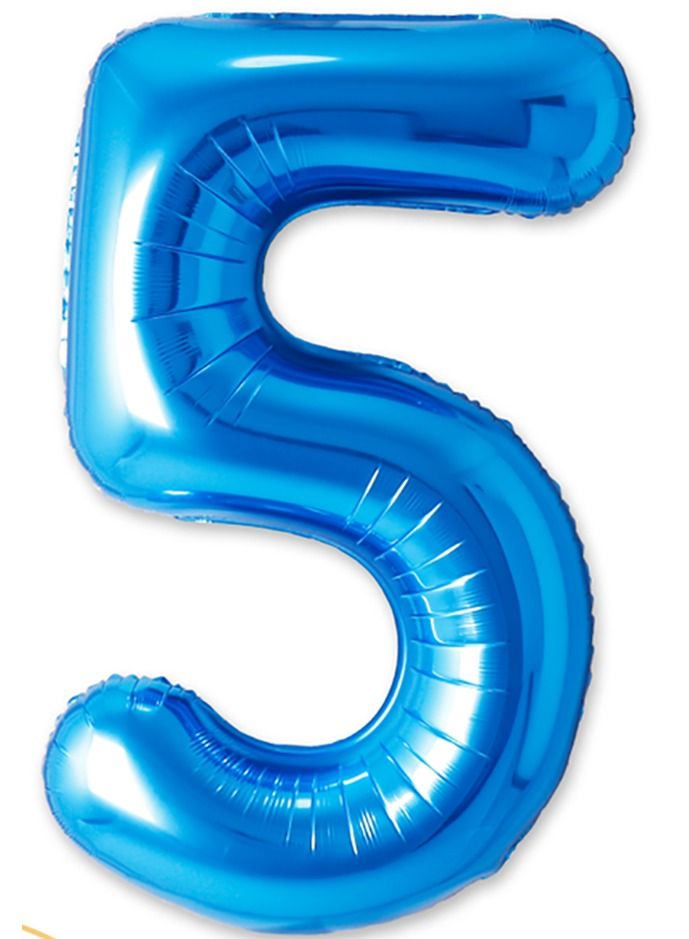 Party Time Number 5 Foil Balloon 40-inch Blue - Image 2