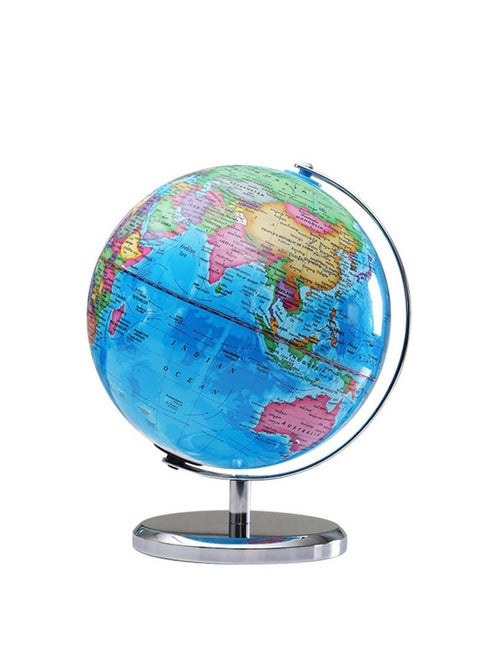 COOLBABY 32CM World Globe Political Map Educational Geographic Globe Globe with LED Light Wood Base Alloy Globe