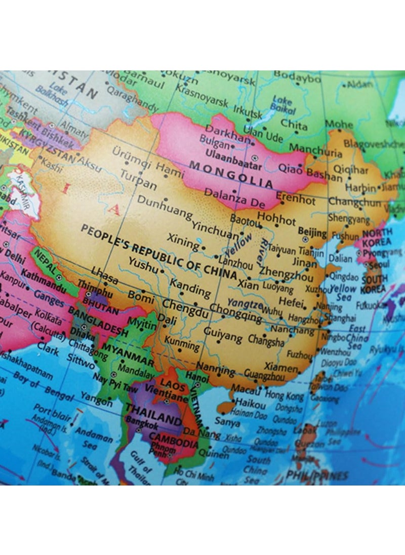 COOLBABY 32CM World Globe Political Map Educational Geographic Globe Globe with LED Light Wood Base Alloy Globe