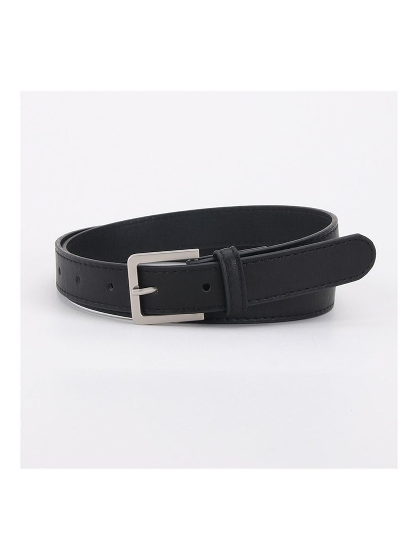 Loquat Simple Minimalist Wind Decoration Women Coat Jeans Belt Hair 105cm Black