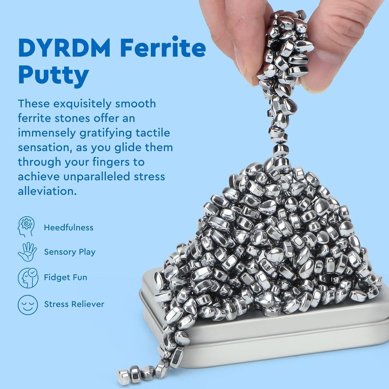 DYRDM 300+ Original Ferrite Putty Silver, Sensory Stones Desk Toys, Fidget Toy Stress Relief for Office, Ferrite Stones Stocking Stuffers Fidget Gift for Adults & Teens 14+ - Image 2