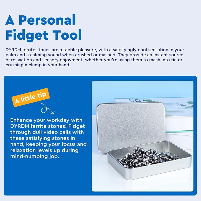 DYRDM 300+ Original Ferrite Putty Silver, Sensory Stones Desk Toys, Fidget Toy Stress Relief for Office, Ferrite Stones Stocking Stuffers Fidget Gift for Adults & Teens 14+ - Image 5