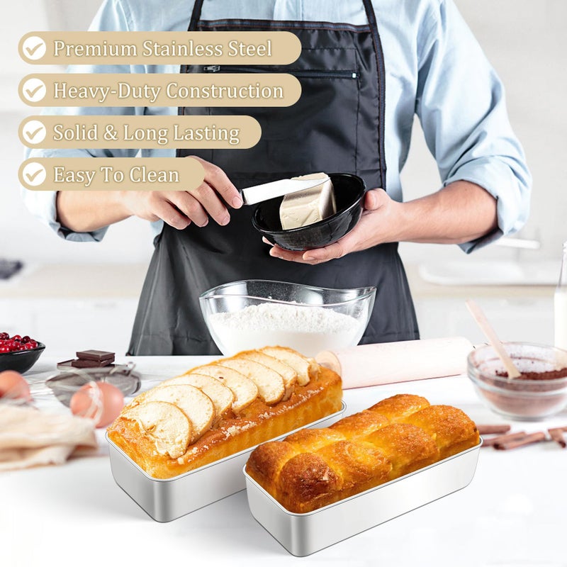 TeamFar Loaf Pan, 12 x 5 Inch Stainless Steel Loaf Pans for Baking Bread, 2 Pack Large Bread Loaf Baking Pan for Homemade Bread, Meatloaf, Cake, Brownies, Non-Toxic, Heavy-duty, Oven & Dishwasher Safe - Image 5