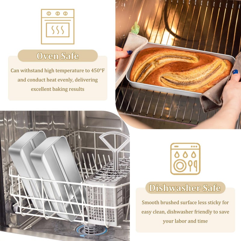 TeamFar Loaf Pan, 12 x 5 Inch Stainless Steel Loaf Pans for Baking Bread, 2 Pack Large Bread Loaf Baking Pan for Homemade Bread, Meatloaf, Cake, Brownies, Non-Toxic, Heavy-duty, Oven & Dishwasher Safe - Image 4
