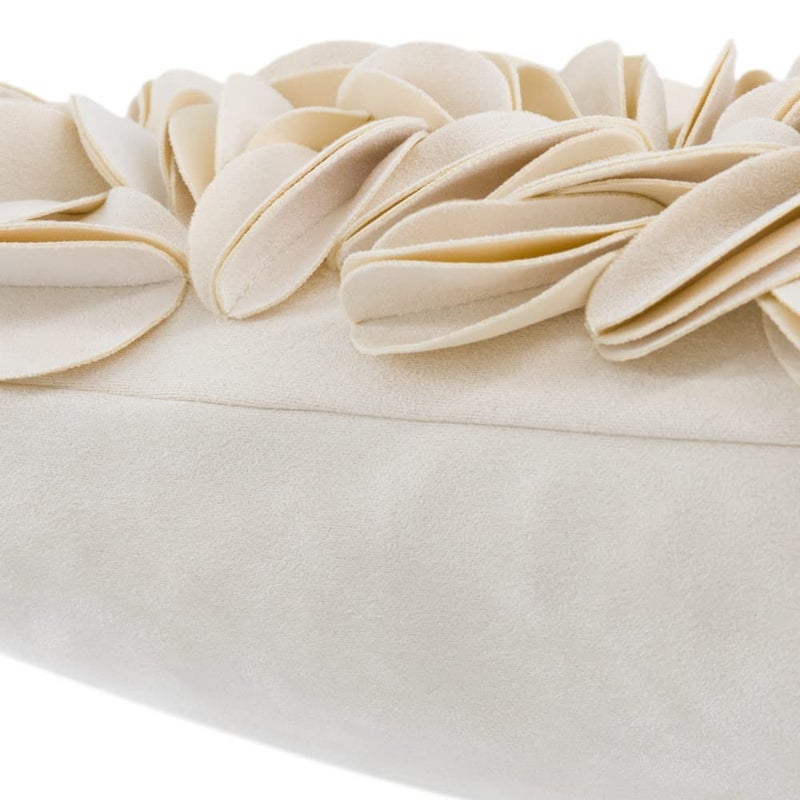 KINGROSE Handmade 3D Flower Home Decorative Throw Pillow Case Rectangular Cushion Cover 12 x 20 Inches for Bed Living Room Sofa Chair Solid Suede Beige - Image 4