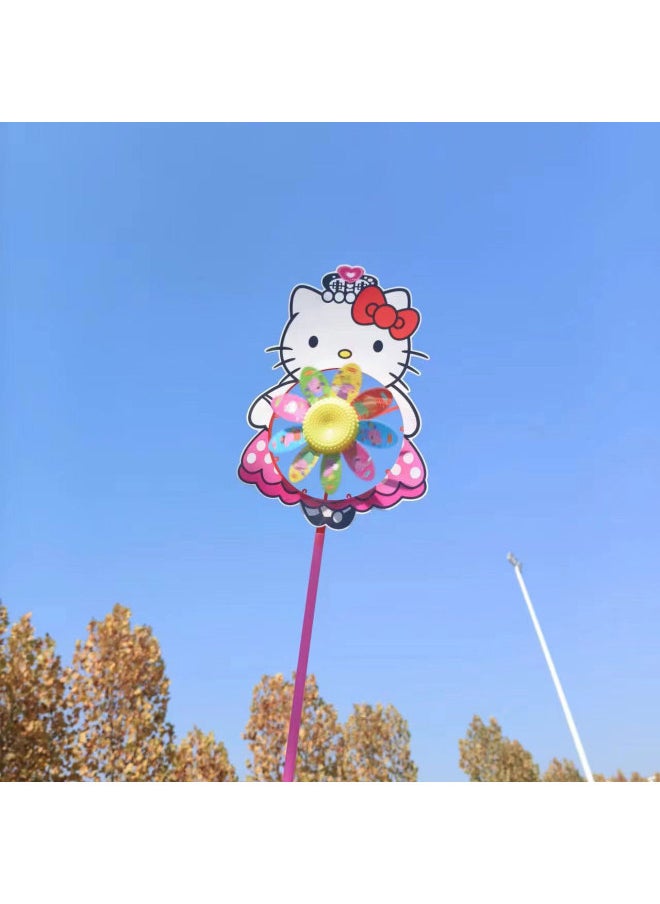 Children's Cartoon Windmill Toy Handheld Interactive Luminous No Lights Colorful Cartoon Windmill Stall Night Market Square Wholesale-Color:Cartoon Smiling Face Six Rounds Do Not Shine (random Style)  - Image 4