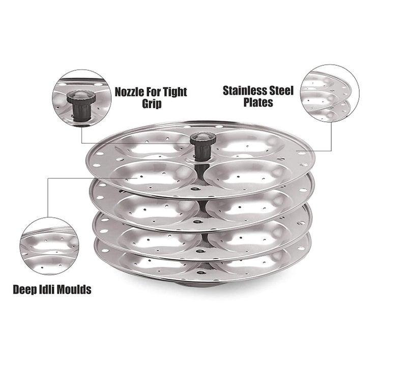 Dynore Stainless steel Idli stand/Idli maker 4x4 plates (16 Idli) - Image 2
