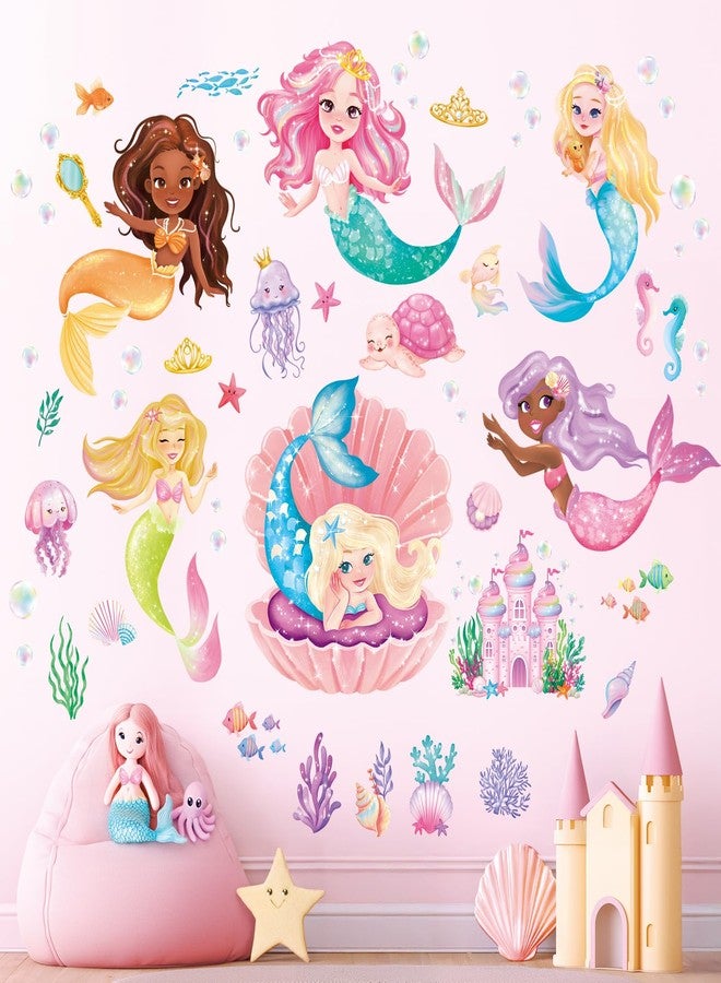 ديكو وال ملصقات حائط حورية البحر من ديكو وول SG2-2511، أميرة البحر اللطيفة، قابلة للإزالة واللصق، مناسبة لغرف البنات أو الحضانة أو غرفة اللعب أو ديكور المنزل - Image 4