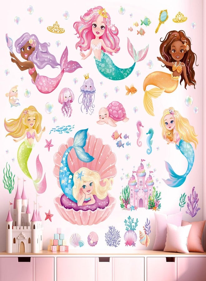 ديكو وال ملصقات حائط حورية البحر من ديكو وول SG2-2511، أميرة البحر اللطيفة، قابلة للإزالة واللصق، مناسبة لغرف البنات أو الحضانة أو غرفة اللعب أو ديكور المنزل - Image 2