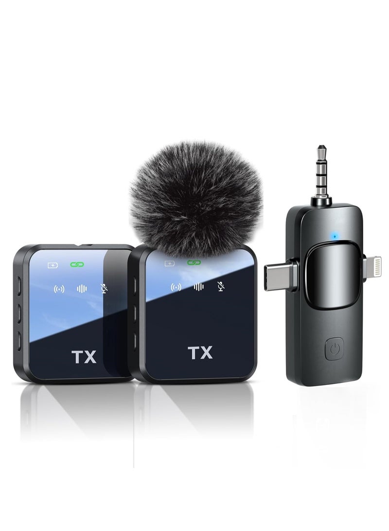 GUDOO 3 in 1 Wireless Lavalier Microphone, TikTok Live Mobile Video Recording 2.4G Noise Reduction Mini Microphone for Live Video, Recording Vlog, Interview, Online Classroom - Image 1
