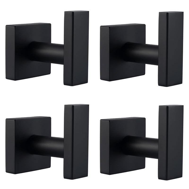 Angle Simple Matte Black Towel Hooks SUS 304 Stainless Steel Bathroom Wall Hooks for Towel Robe Coat Holder 4 Pack - Image 2