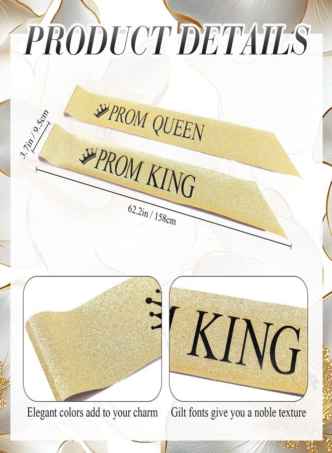 Ferreve 4 Pcs Prom King and Queen Crowns and Sashes Set Graduation Prom King and Queen Tiara Sash for 80's Prom Party Favors(Black) - Image 3